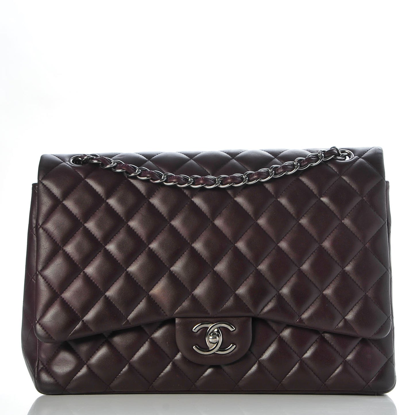 Lambskin Quilted Maxi Double Flap Purple