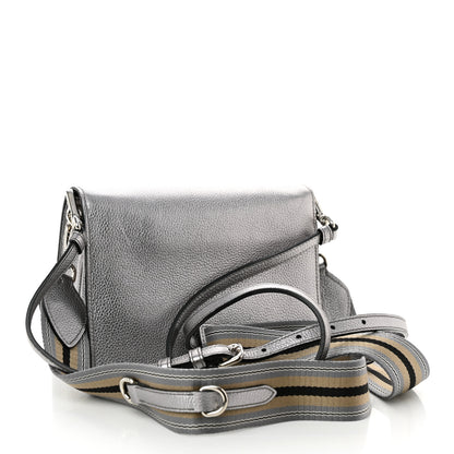 Prada Metallic Vitello Daino Flap Crossbody Cromo 3 of 10