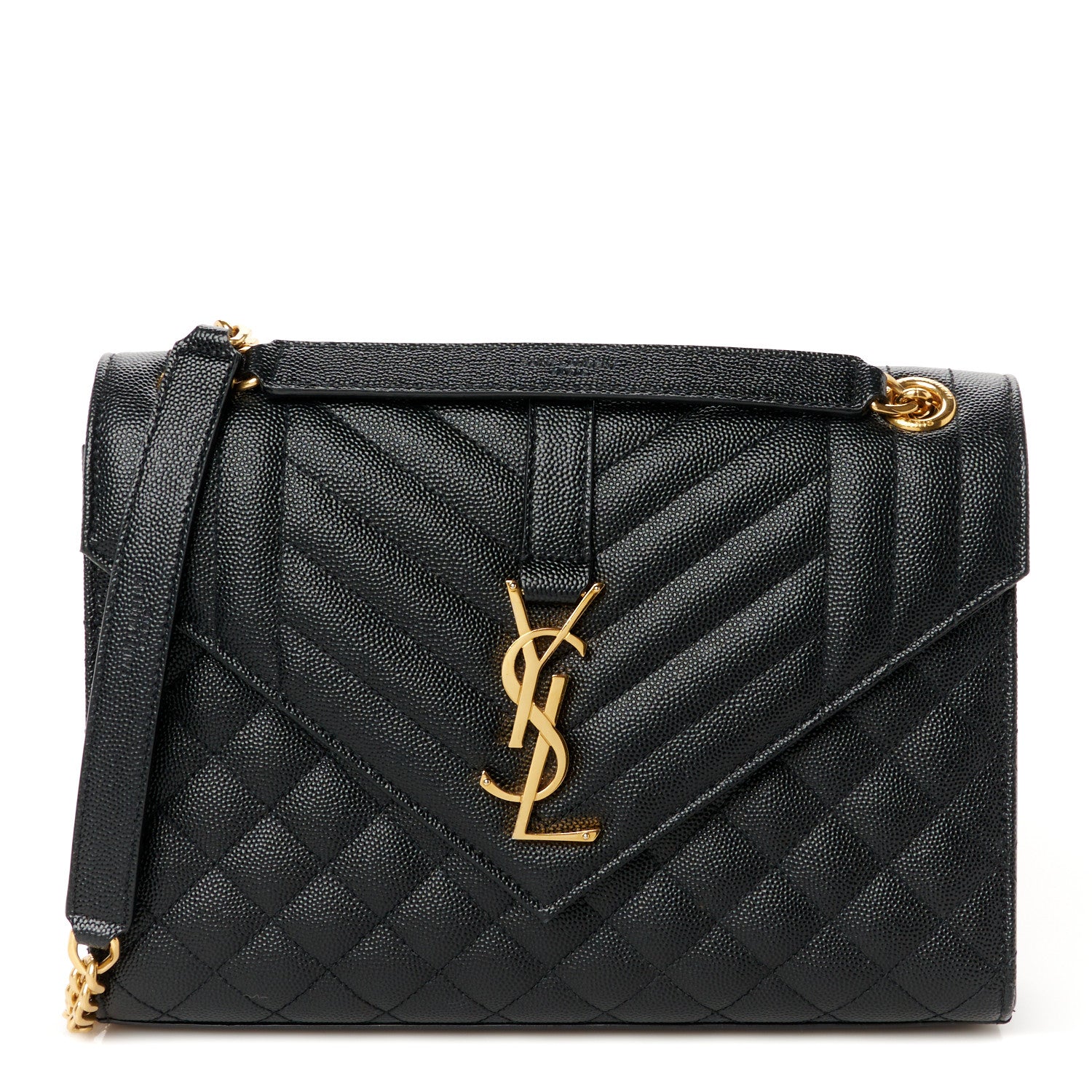 Saint Laurent Grain De Poudre Textured Mixed Matelasse Triquilt Medium Monogram Satchel Black 1 of 11