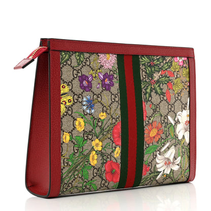 Gucci GG Supreme Monogram Flora Web Ophidia Pouch Red 3 of 7