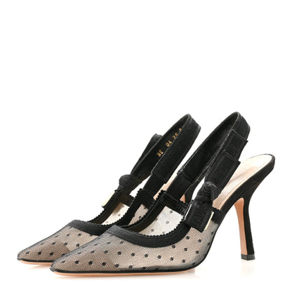 Christian Dior Mesh Plumetis Suede J'Adior Slingback 100mm Pumps 36 Black 4 of 10