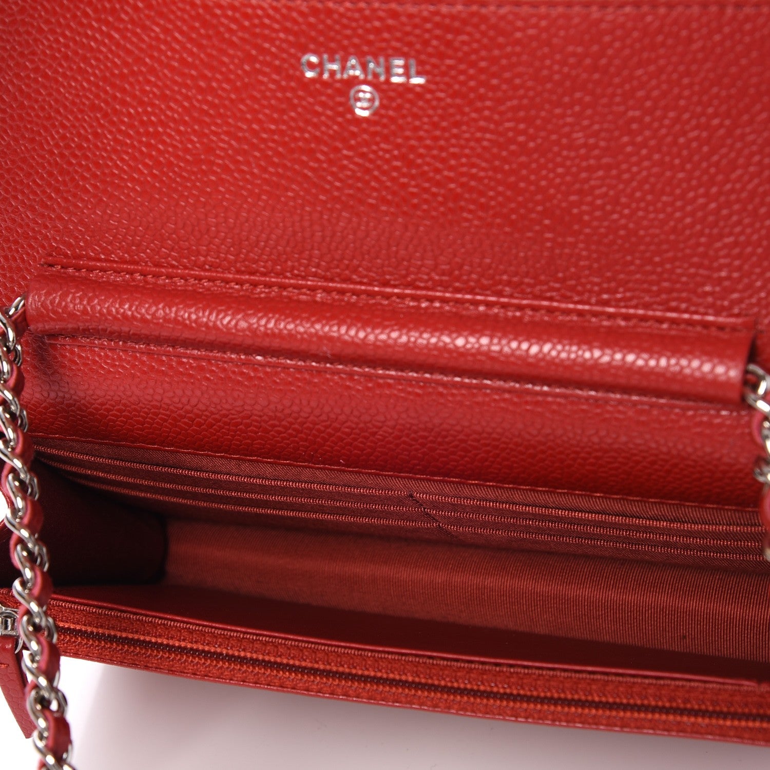 Chanel Caviar Quilted Wallet on Chain WOC Red 5 of 9
