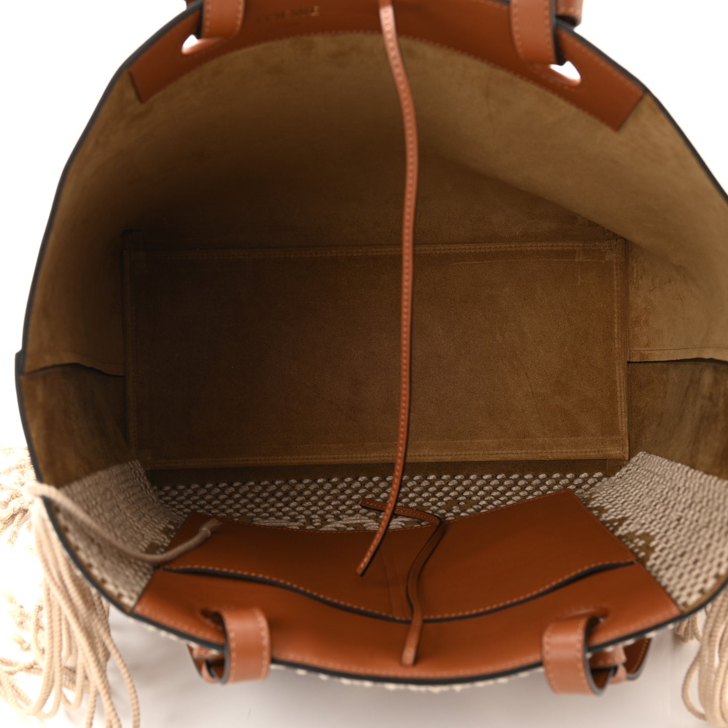 Calfskin Woven Cord Anagram Tote Bag Tan