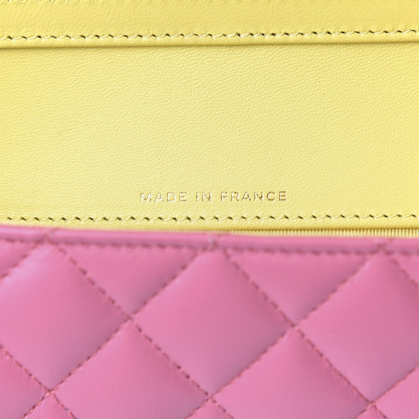 Lambskin Quilted Glasses Case With Chain Pink Yellow