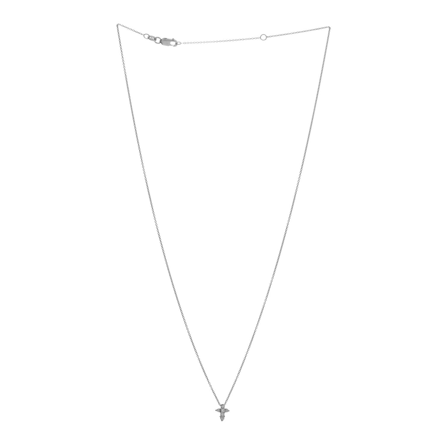 Roberto Coin 18K White Gold Diamond Tiny Treasures Baby Cross Pendant Necklace 3 of 4