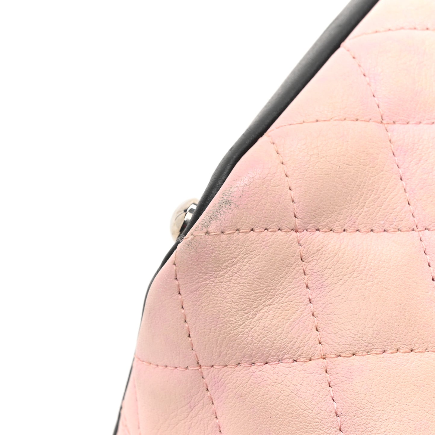 Calfskin Quilted Medium Cambon Tote Pink Black