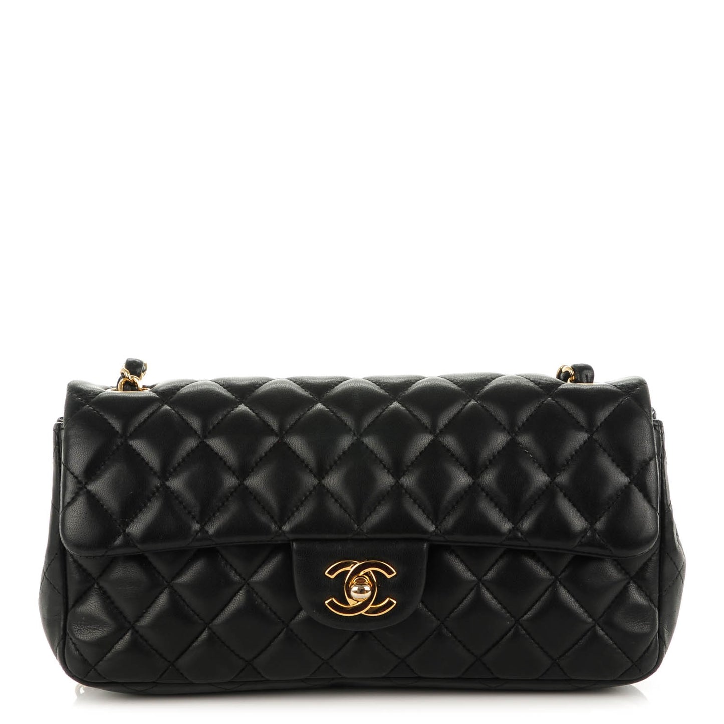 Lambskin Quilted East West Flap Black