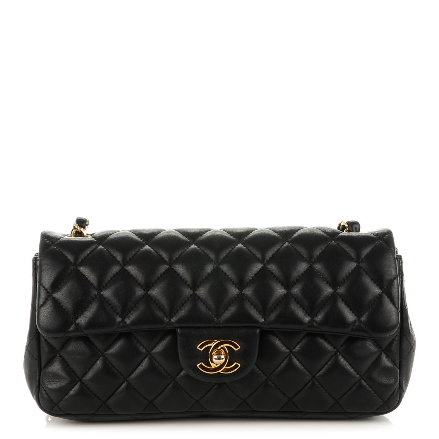 Chanel Lambskin Quilted East West Flap Black 1 of 8
