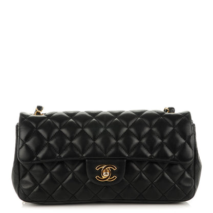 Chanel Lambskin Quilted East West Flap Black 1 of 8