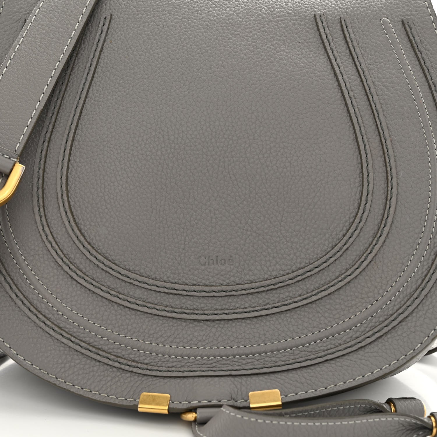 Chloe Calfskin Medium Marcie Round Crossbody Bag Cashmere Grey 8 of 10