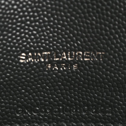 Saint Laurent Grain De Poudre Matelasse Chevron Monogram Monochrome Envelope Chain Wallet Black 7 of 12