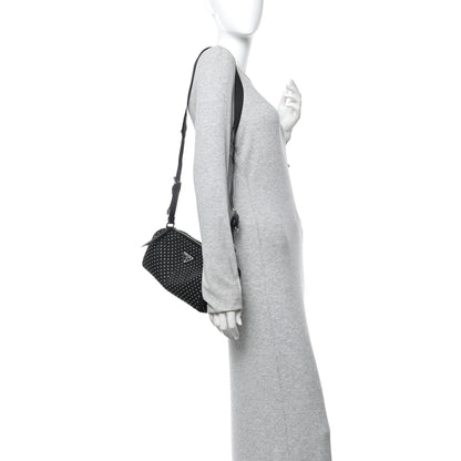 Prada Re-Nylon Studded Shoulder Bag Black 2 of 9