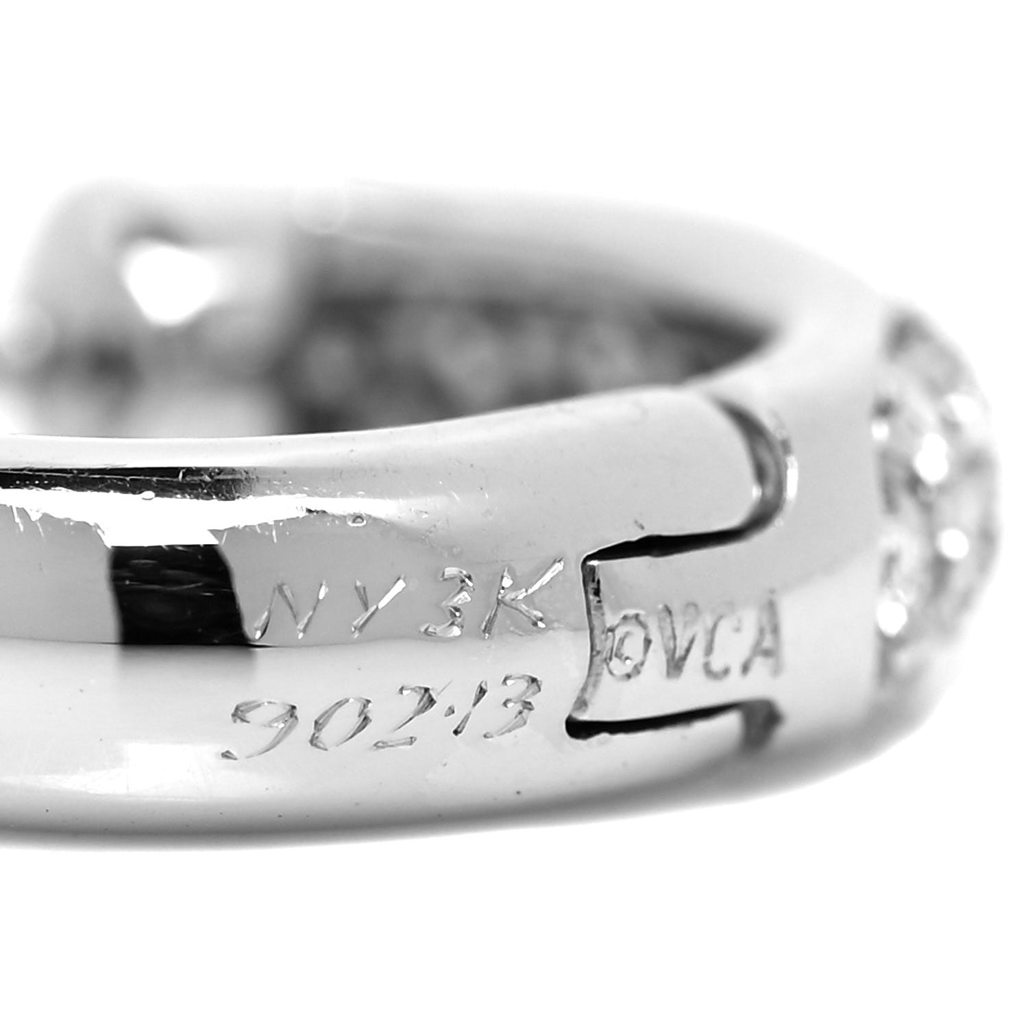 Van Cleef & Arpels 18K White Gold Diamond Huggie Hoop Earrings 5 of 6