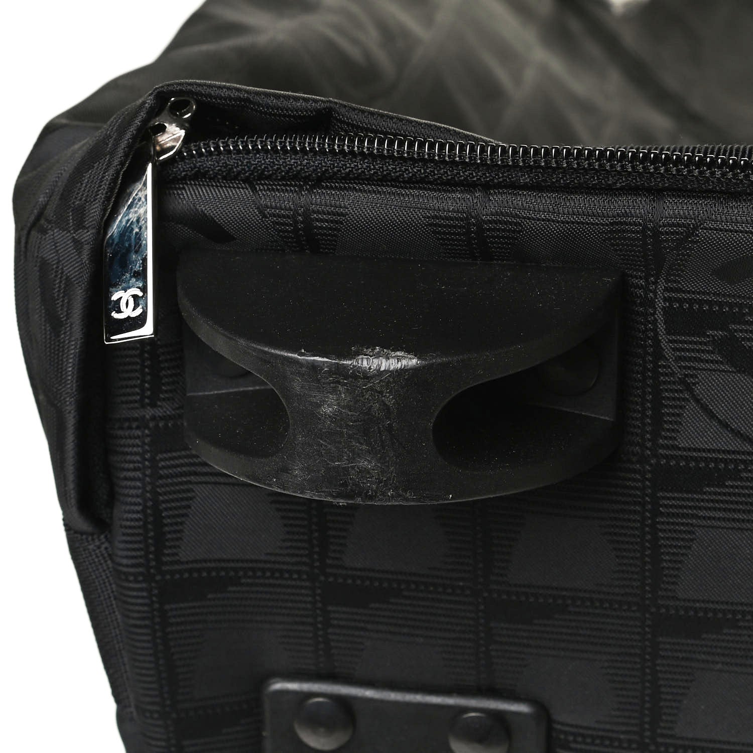 Chanel Nylon Travel Trolley Rolling Luggage Black 10 of 16