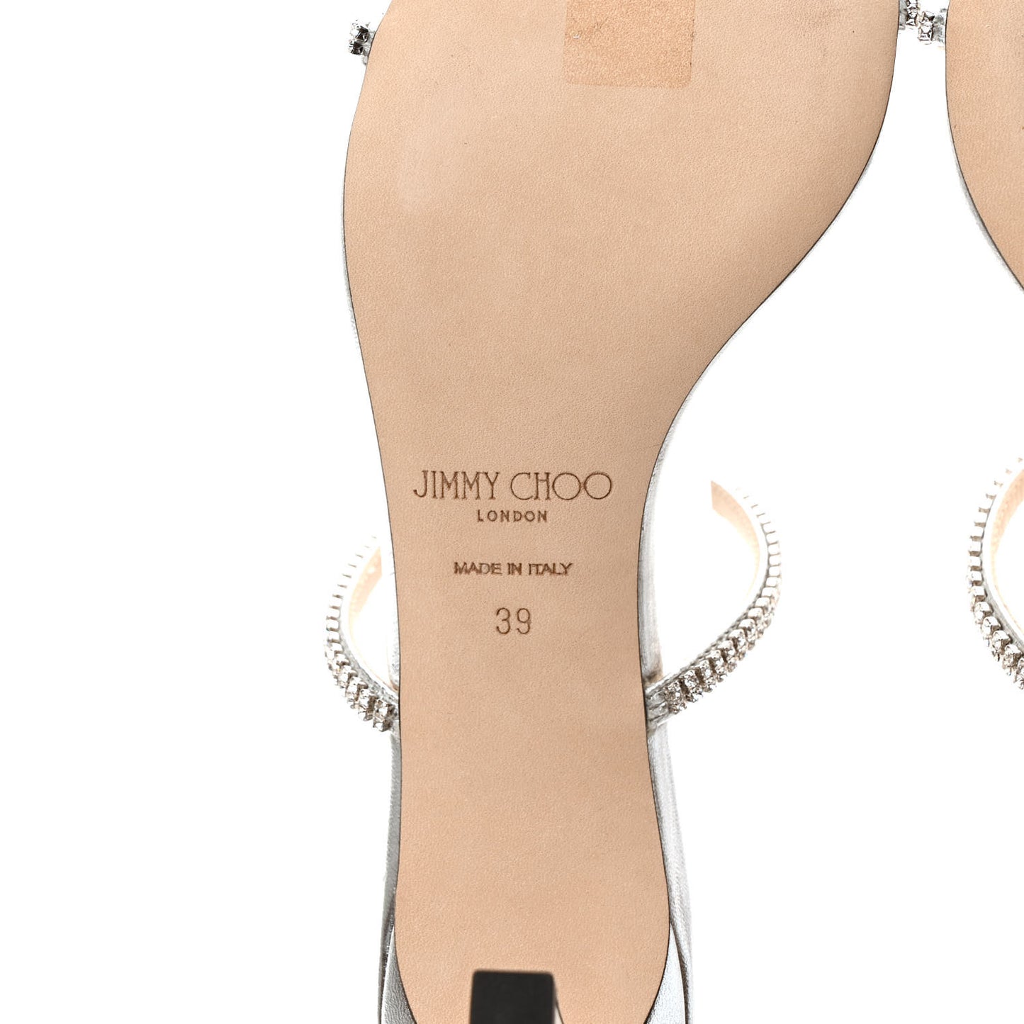 Metallic Calfskin Crystal Brea 65 Sandals 39 Silver