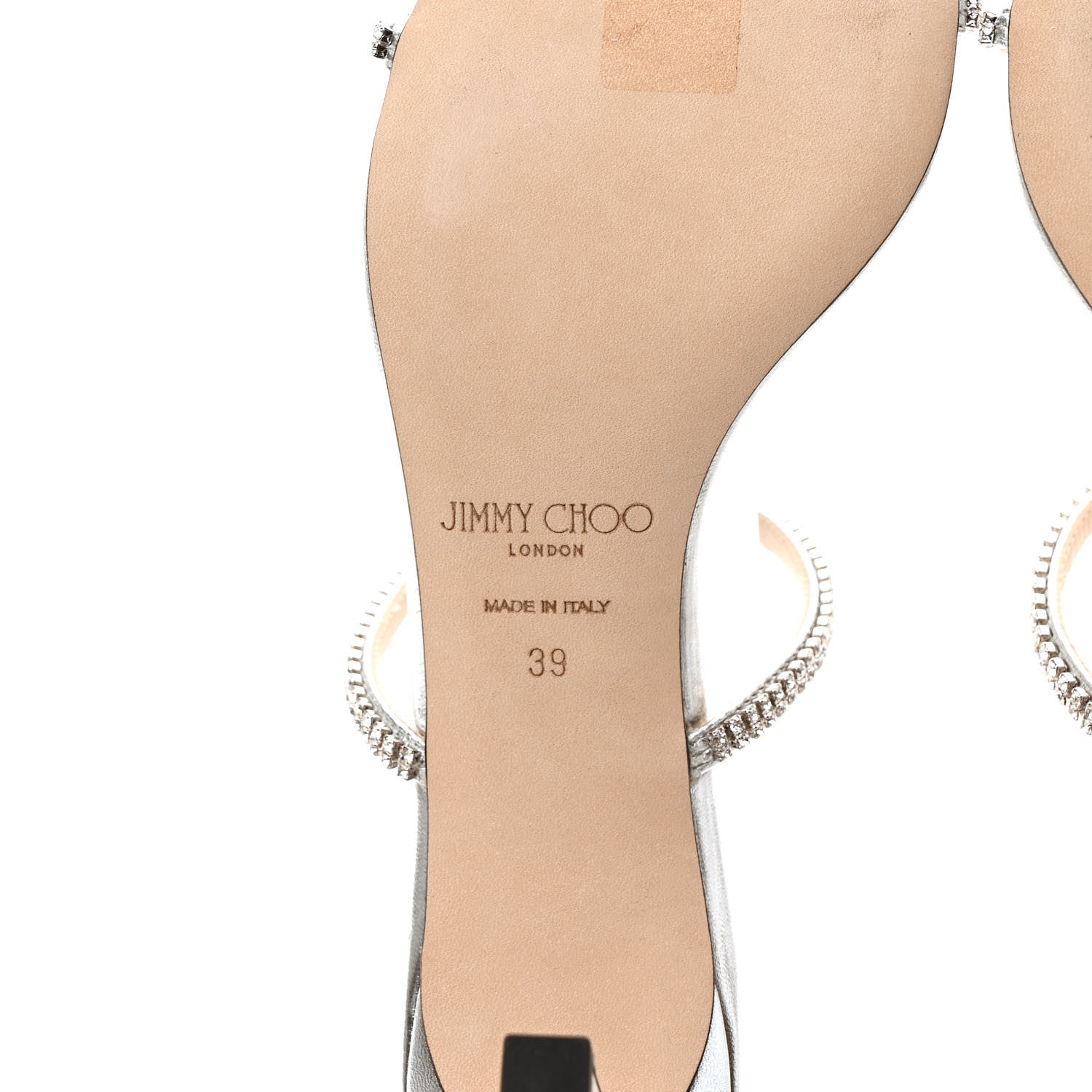 Jimmy Choo Metallic Calfskin Crystal Brea 65 Sandals 39 Silver 6 of 8