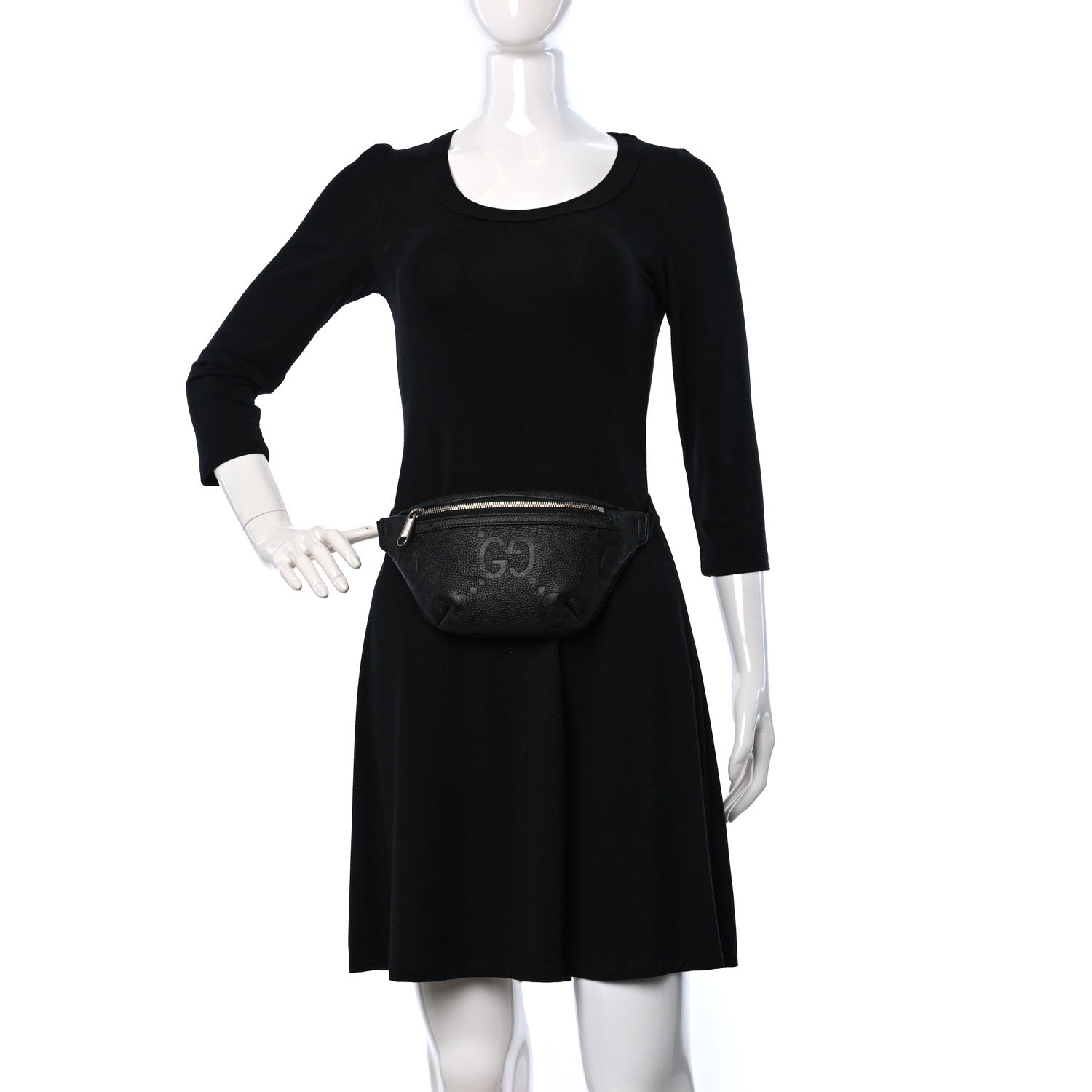 Gucci Piuma Calfskin Jumbo GG Embossed Small Belt Bag Black 2 of 8