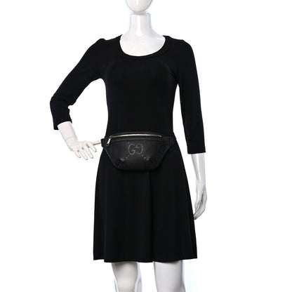 Gucci Piuma Calfskin Jumbo GG Embossed Small Belt Bag Black 2 of 8