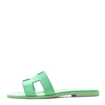 Hermes Epsom Oran Sandals 39 Vert Pomme 1 of 9