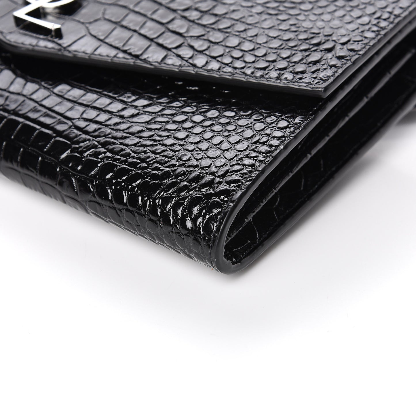 Calfskin Crocodile Embossed Monogram Uptown Crossbody Black
