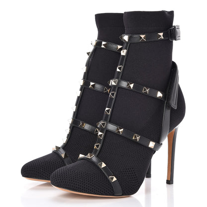 Valentino Garavani Knit Nappa Rockstud Bodytech 105mm Ankle Boots 36 Black 3 of 10