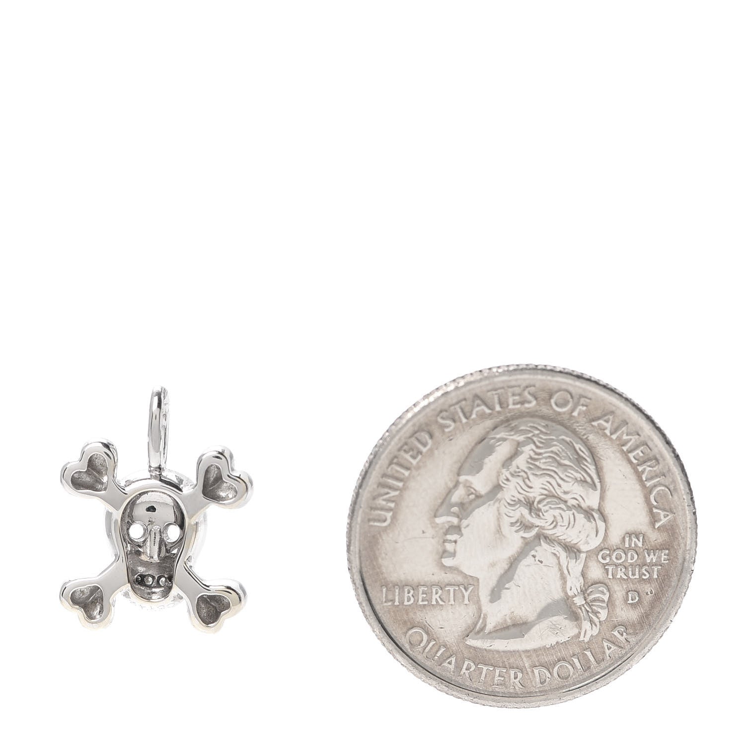 Christian Dior 18K White Gold Diamond Tete de Mort Pendant 2 of 3
