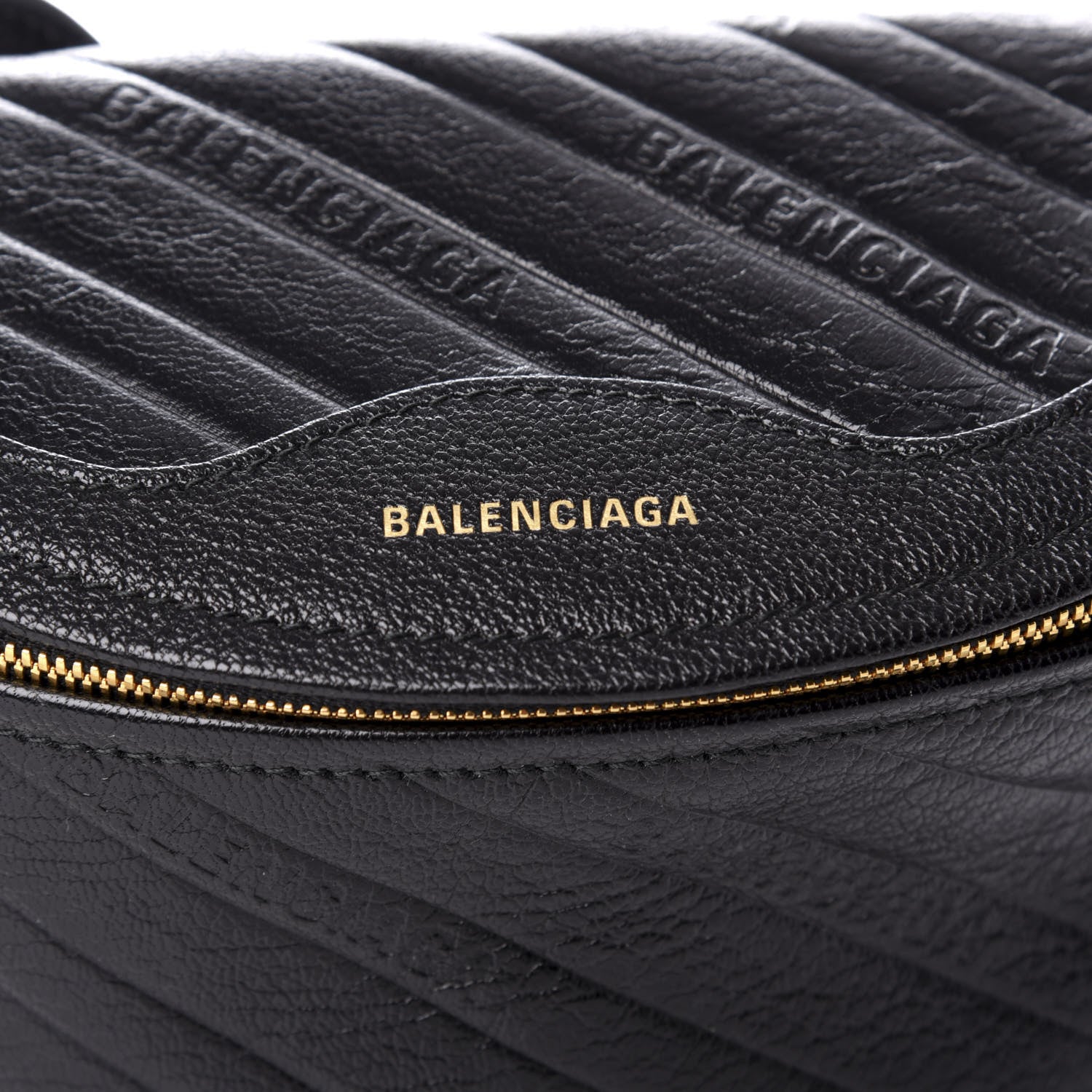 Balenciaga Shiny Goatskin Allover Logo Embossed XXS Souvenir Belt Bag Black 9 of 9