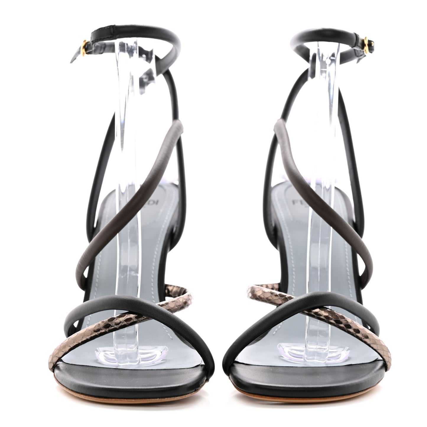 Nappa Metallic Ayers Fendi First 95mm Strappy Sandals 37 Black Chocolate Stagno