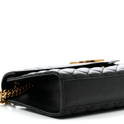 Saint Laurent Lambskin Mixed Matelasse Triquilt Medium Monogram Satchel Black 9 of 10