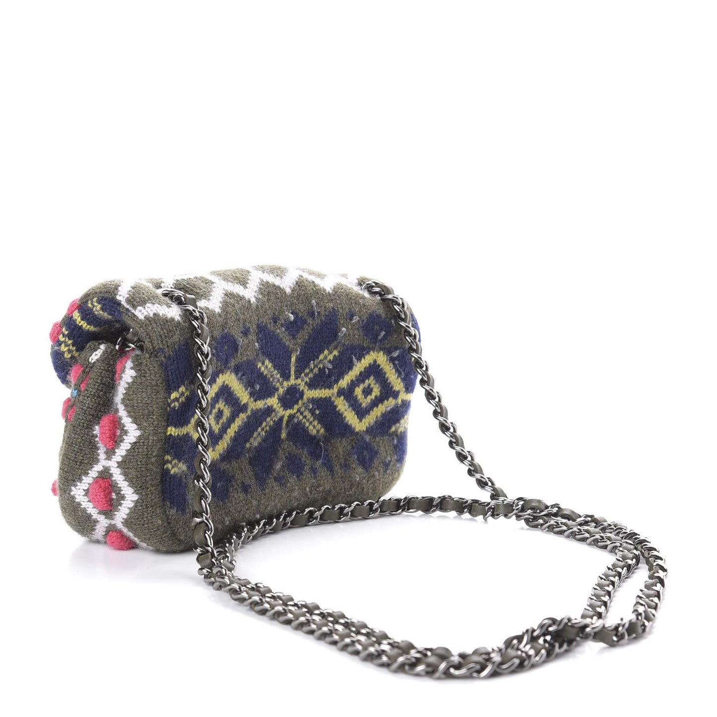 Cashmere Knit Extra Mini Single Flap Khaki Multicolor