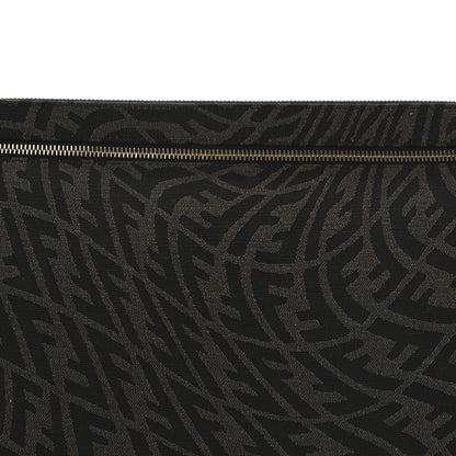 Fendi X SARAH COLEMAN Fabric Jacquard FF Vertigo Pochette Tobacco Moro Black 8 of 10