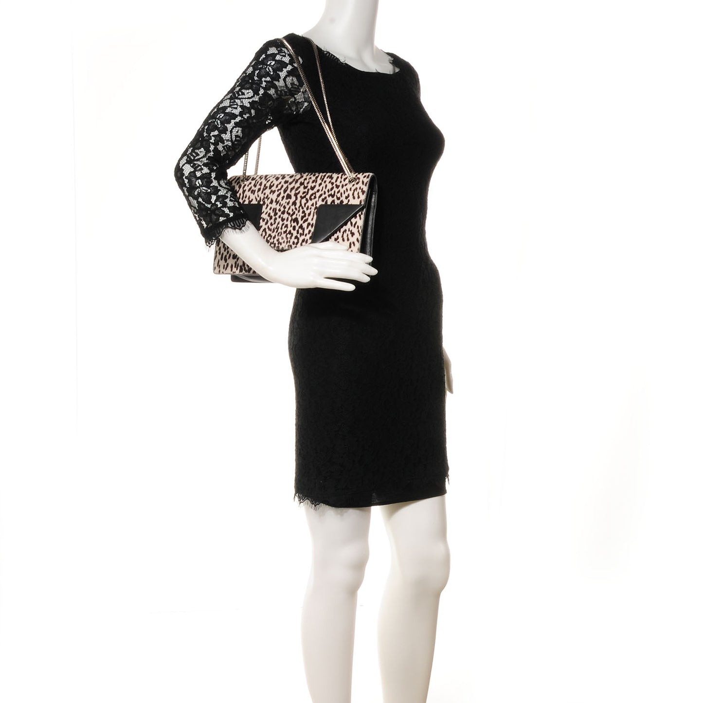 Calf Hair Leather Snow Leopard Medium Betty White Black