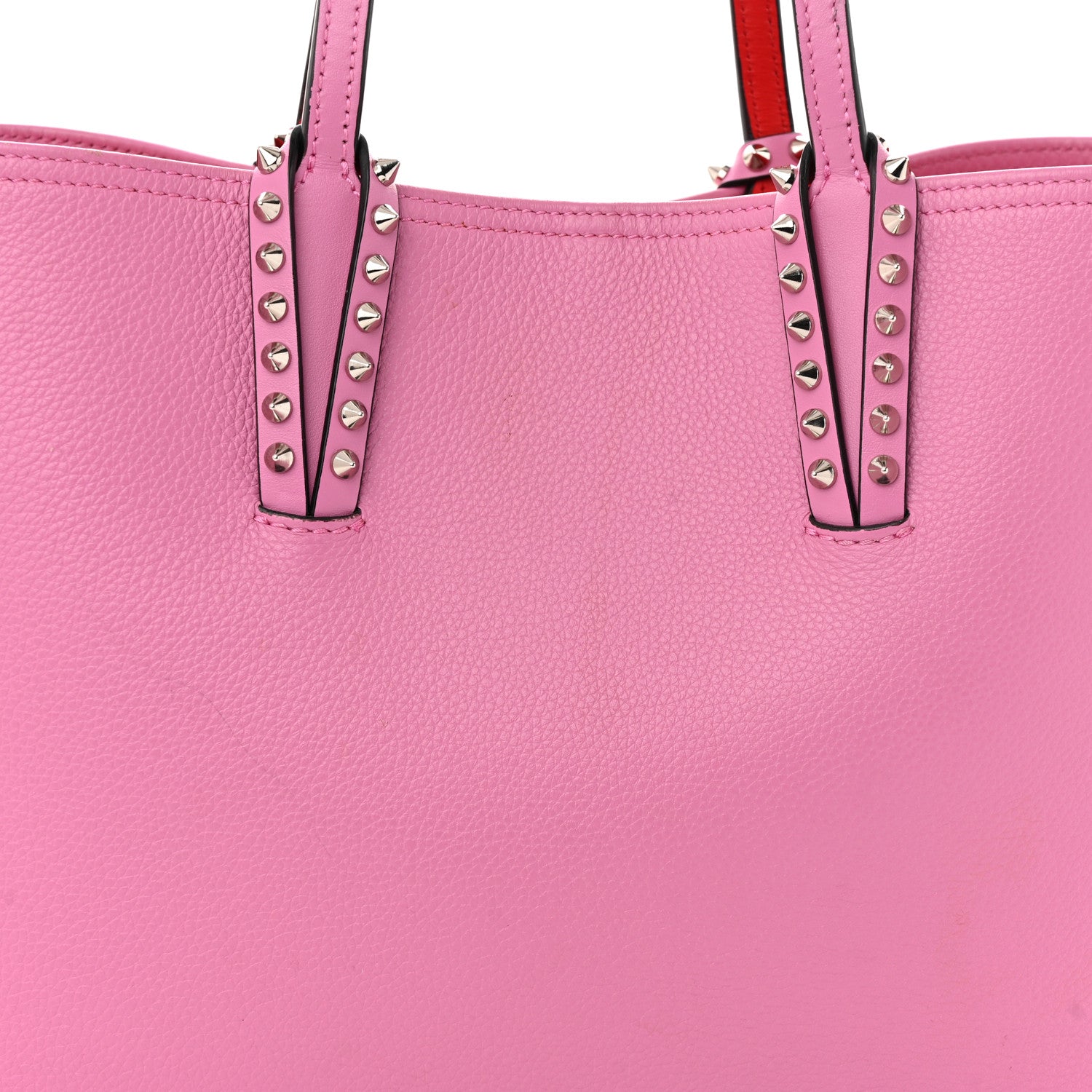 Christian Louboutin Calfskin Empire Spikes Small East West Cabata Tote Pink 9 of 16