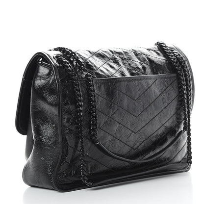Saint Laurent Crinkled Calfskin Matelasse Monogram Large Niki Chain Satchel Black 3 of 20