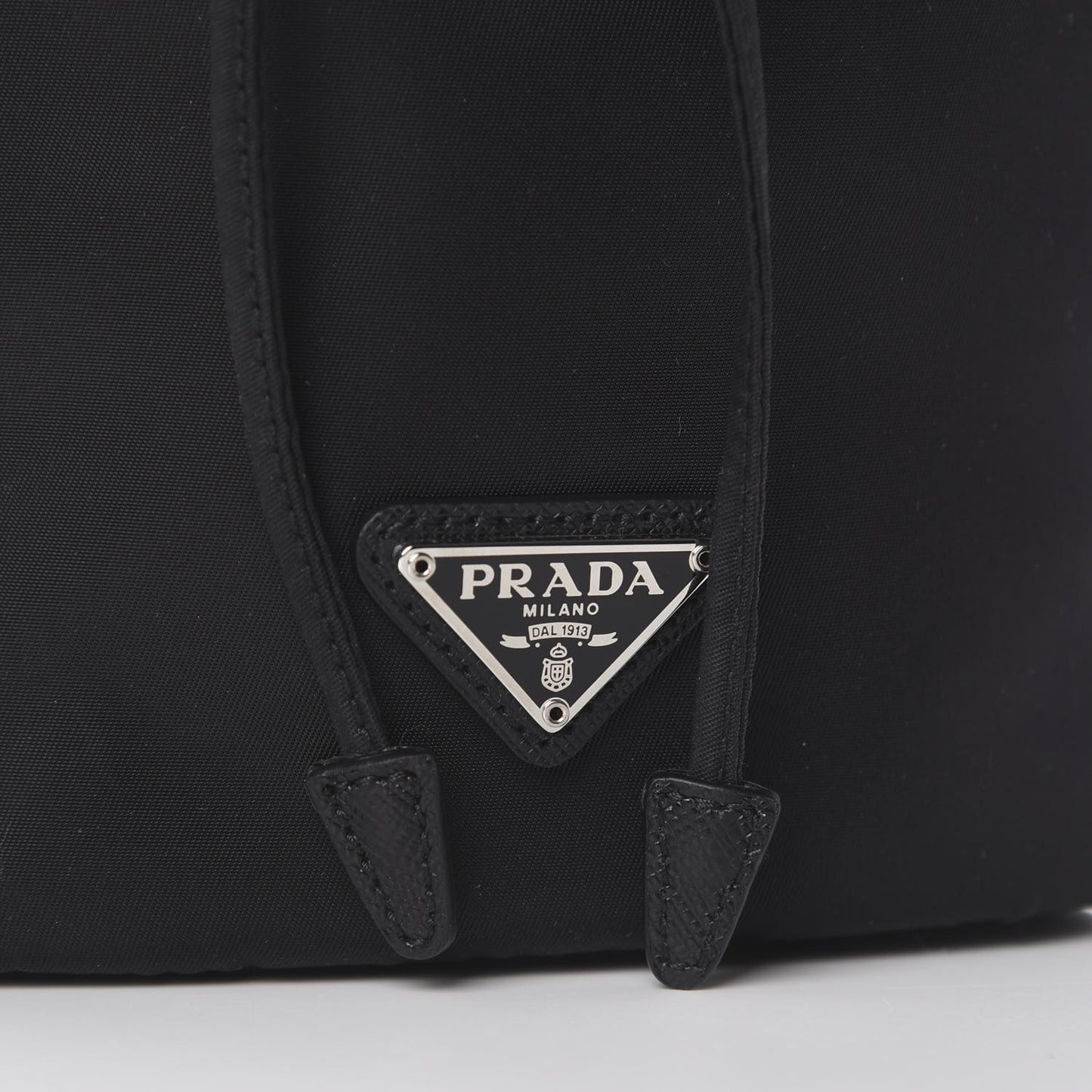 Saffiano Tessuto Nylon Vela Bucket Wristlet Black