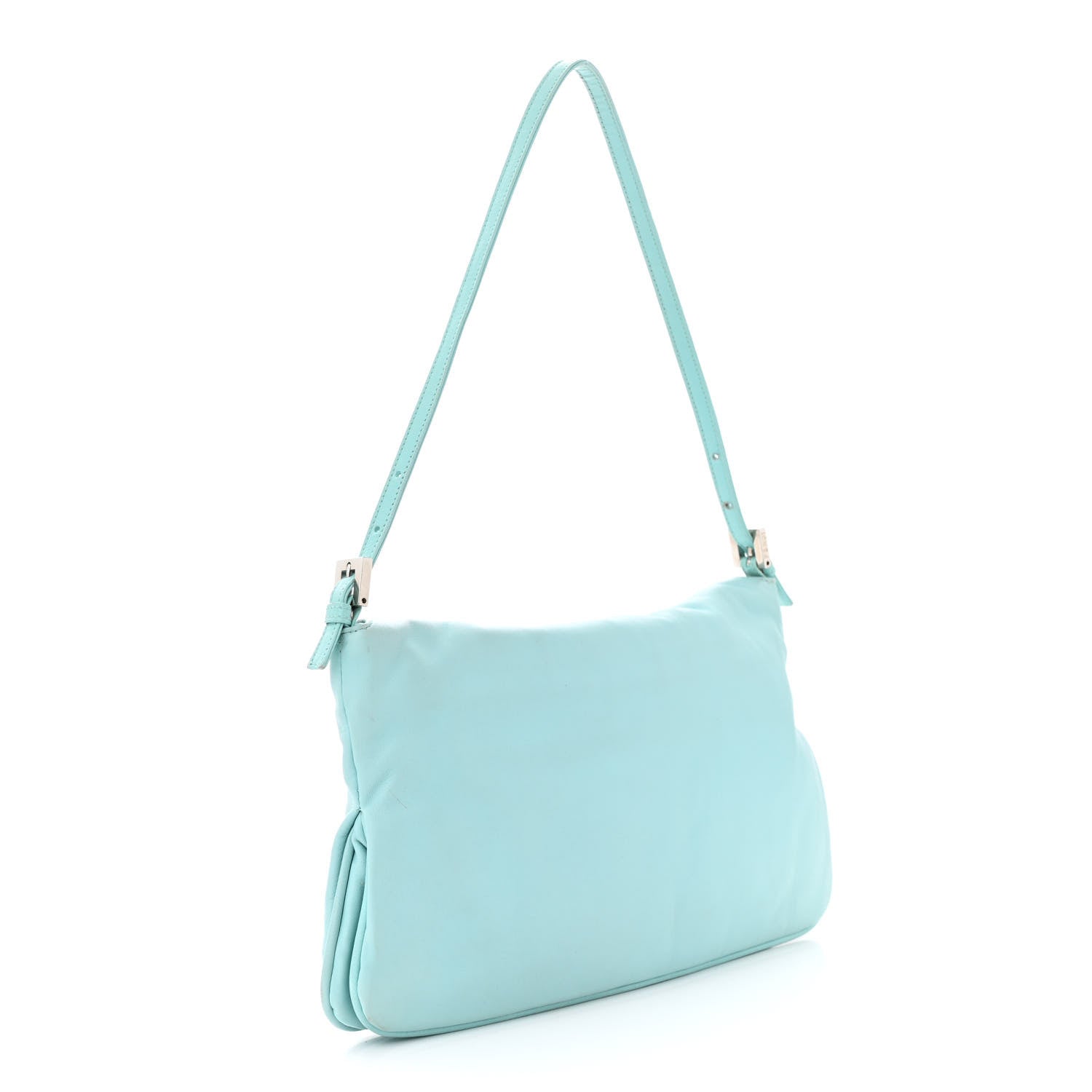 Fendi Lambskin Mama Baguette Double Flap Light Blue 3 of 14