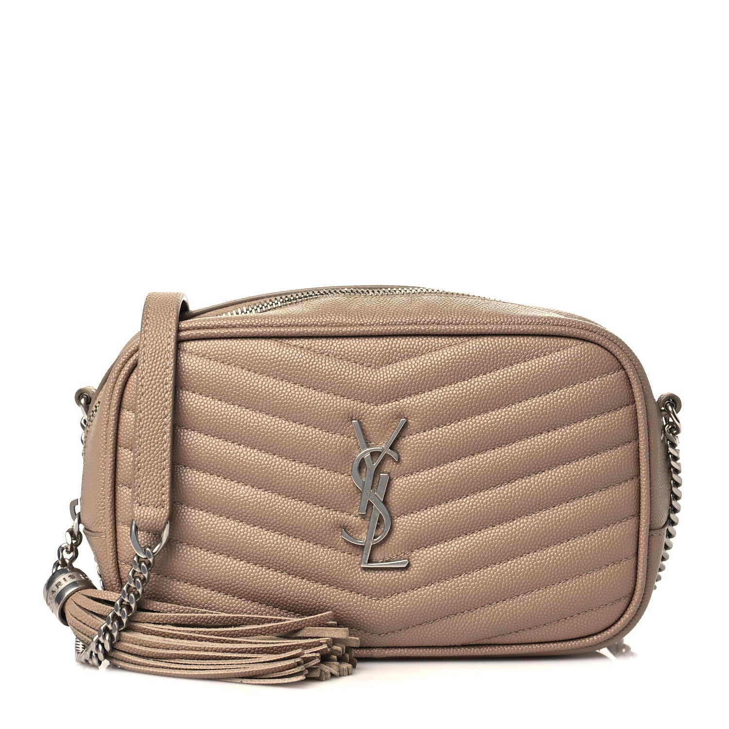 Saint Laurent Grain De Poudre Matelasse Monogram Mini Lou Camera Bag Dark Beige 1 of 11