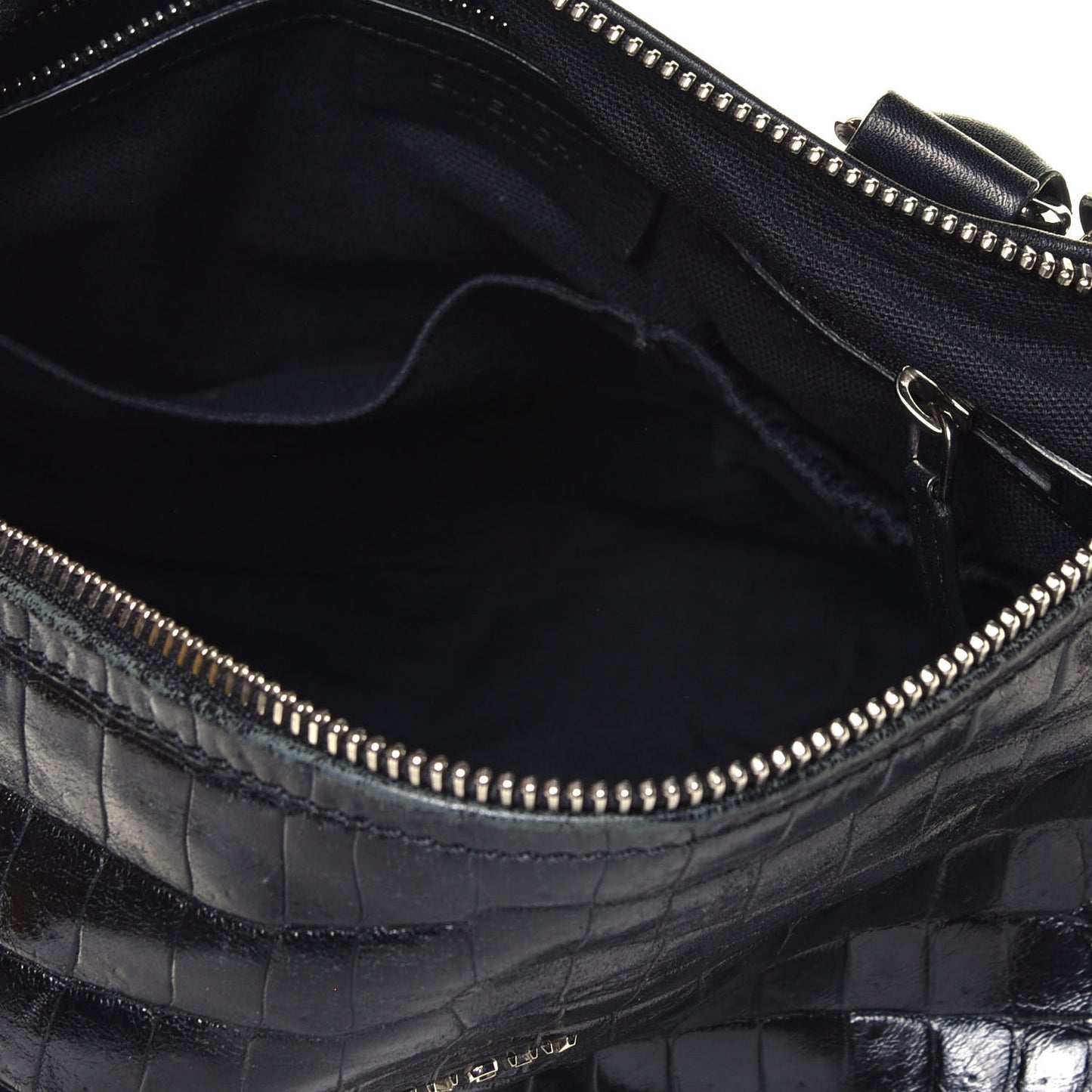 Calfskin Crocodile Embossed Medium Pandora Black