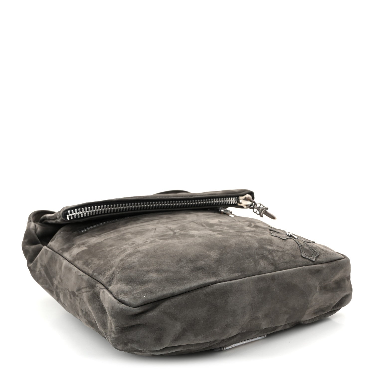 Chrome Hearts Suede Calfskin Zip Top Cross Patch Crossbody Bag