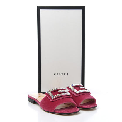Gucci Velvet Crystal Square G Madelyn Slide Sandals 35.5 Light Raspberry Rose 14 of 14