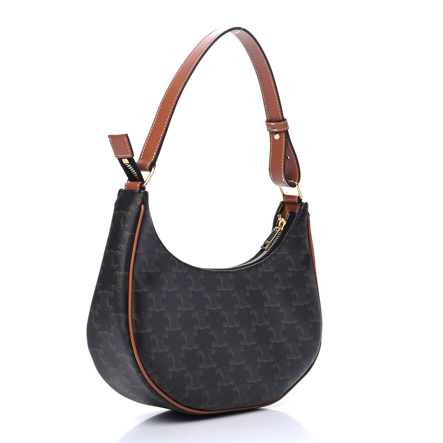 Triomphe Canvas Calfskin Ava Shoulder Bag Tan