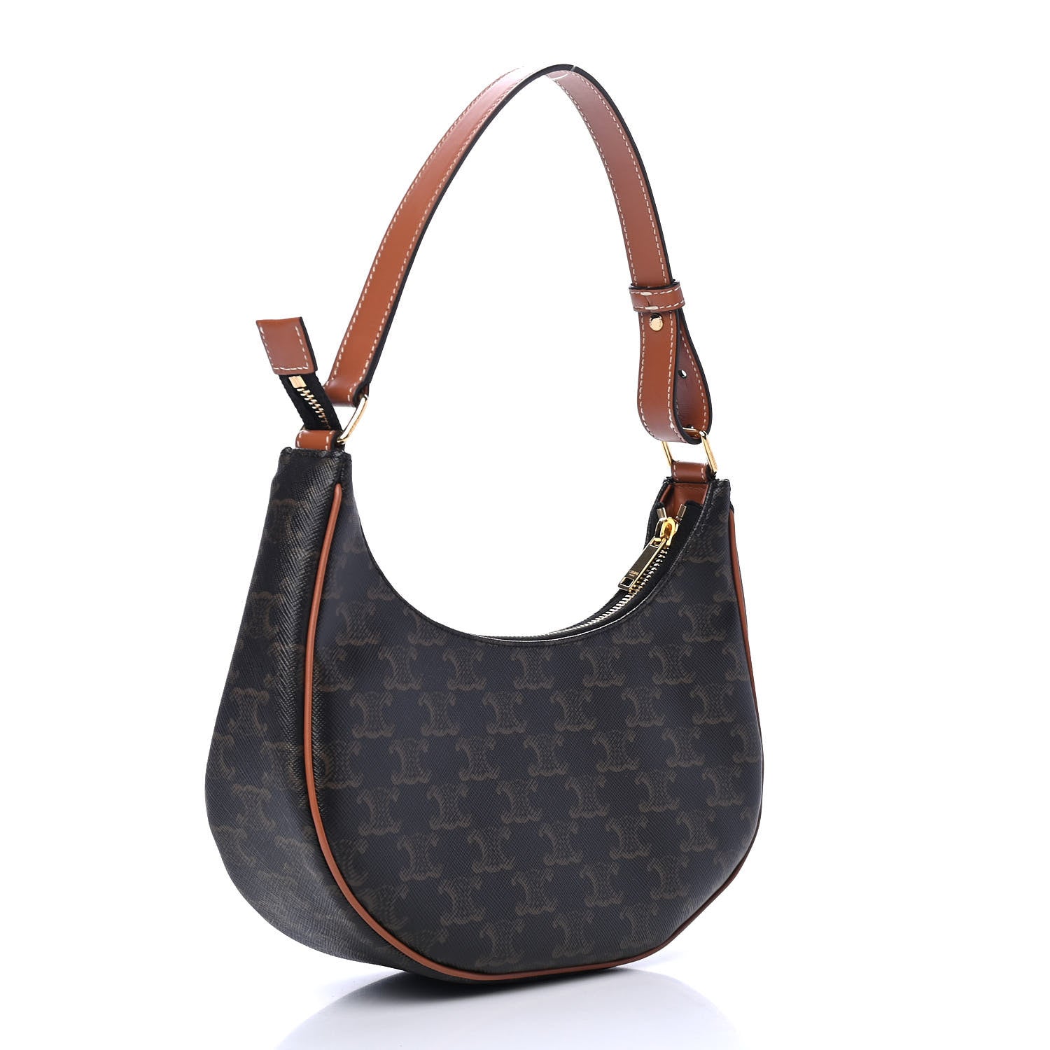 Celine Triomphe Canvas Calfskin Ava Shoulder Bag Tan 2 of 4