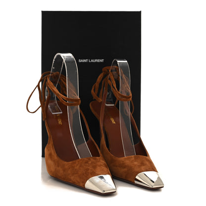 Saint Laurent Suede Blade 105 Slingback Pumps 40 Brown 9 of 9