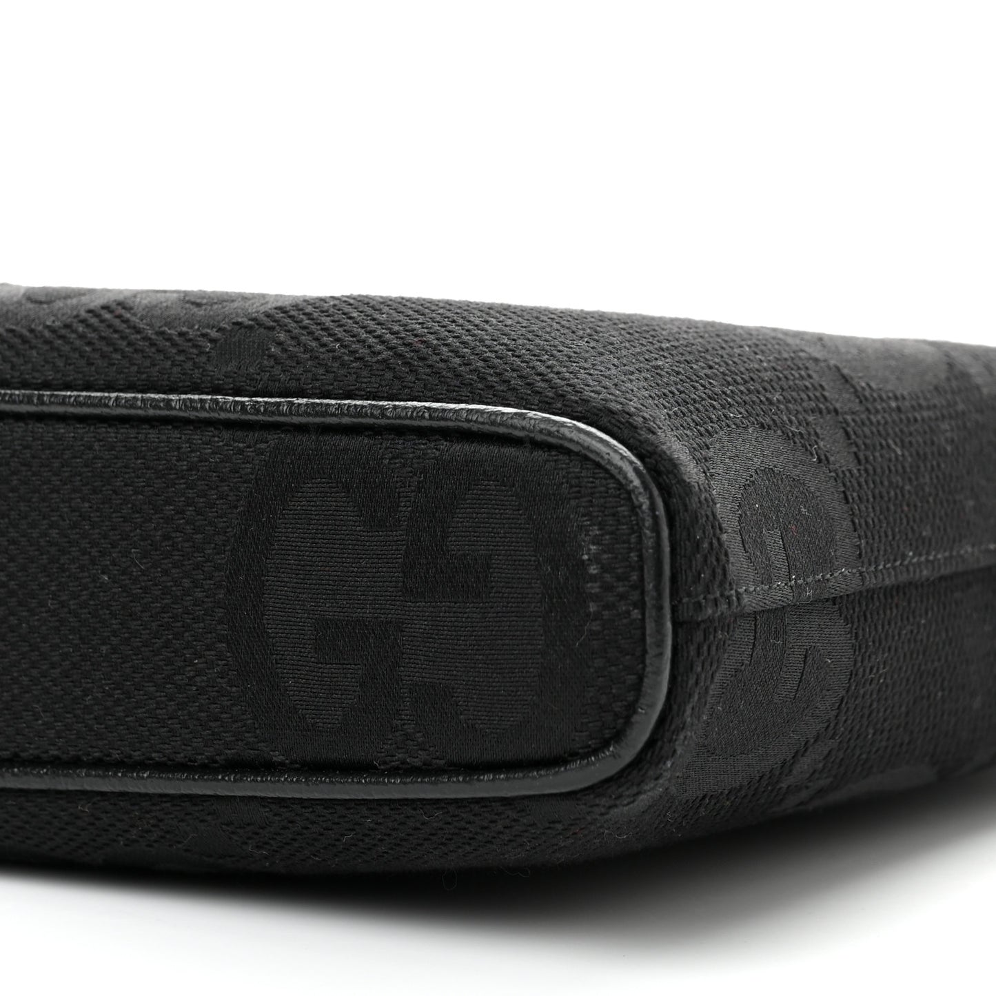 Monogram Jumbo GG Textured Dollar Calfskin Wristlet Messenger Bag Black