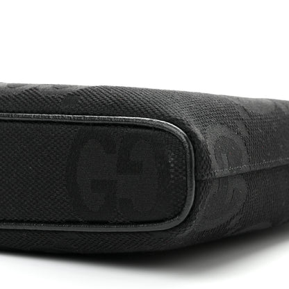 Gucci Monogram Jumbo GG Textured Dollar Calfskin Wristlet Messenger Bag Black 10 of 11