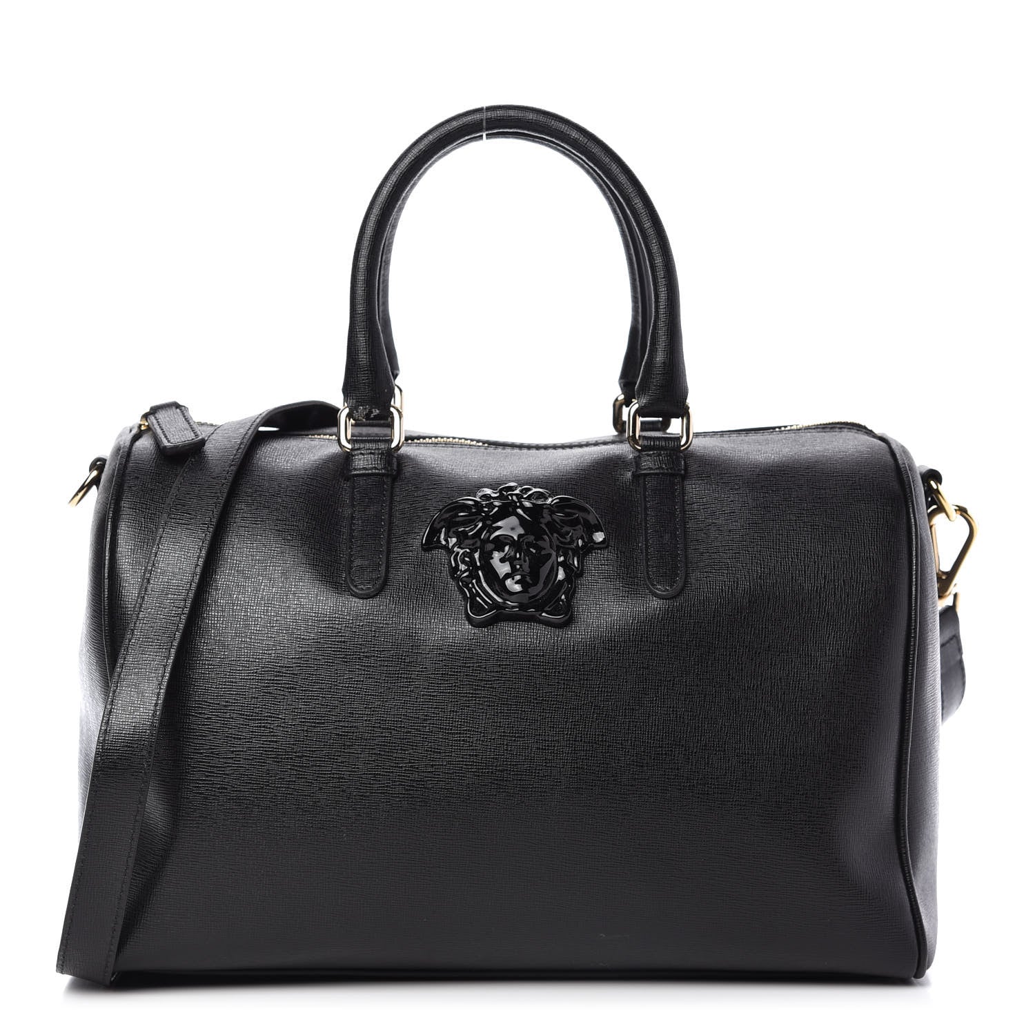 Versace Saffiano Calfskin Palazzo Duffle Bag Black 1 of 10