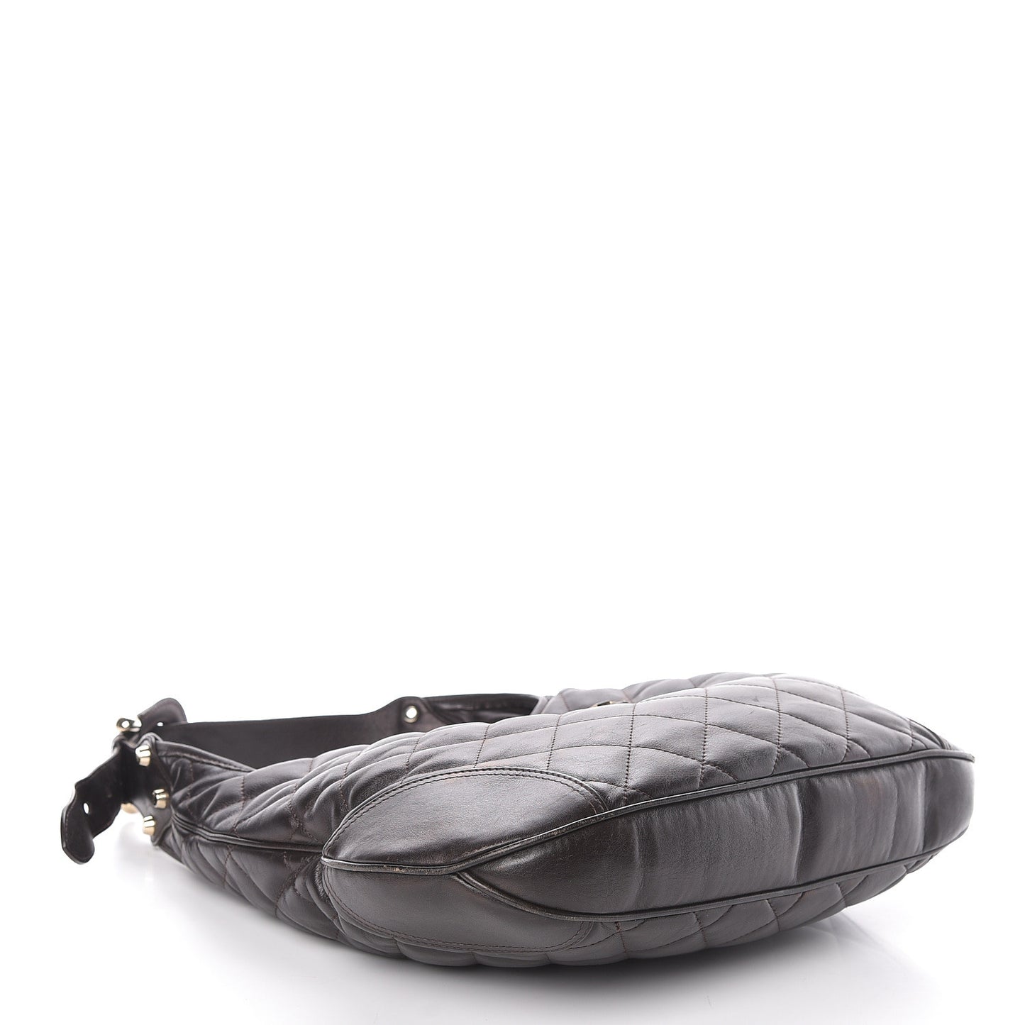 Calfskin Quilted Brook Hobo Dark Brown