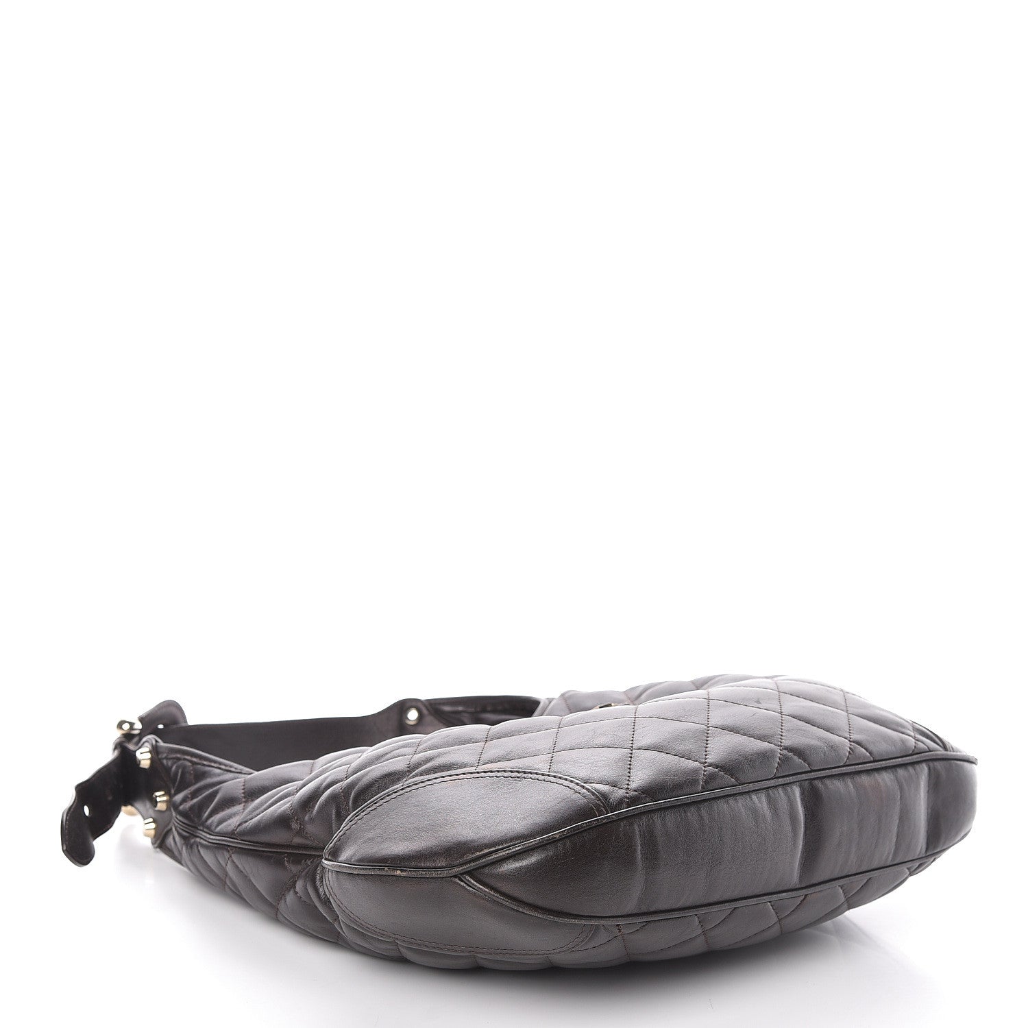 Burberry Calfskin Quilted Brook Hobo Dark Brown 4 of 9