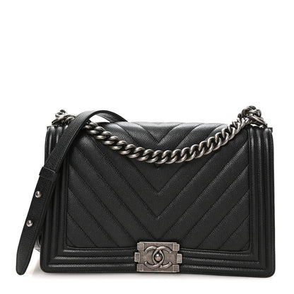 Chanel Calfskin Chevron Quilted New Medium Boy Flap Black 1 of 10