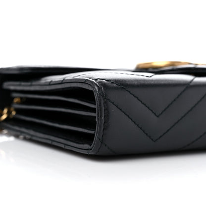 Gucci Calfskin Matelasse GG Marmont Chain Wallet Black 8 of 9